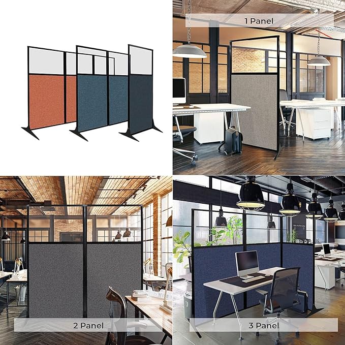 Versare Workstation Partition | Portable Wall Divider | Modern Office Cubicle | Free Standing Privacy Screen | Flexible Work Space | 33" x 70" Caribbean Fabric Panels