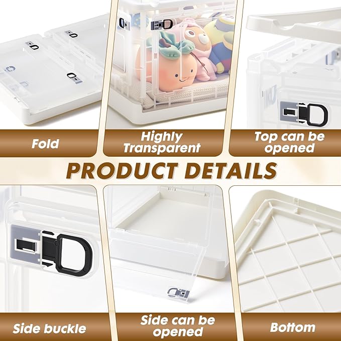 72 QT Clear Storage Bin with 5-Sided Open Lid, Stackable Plastic Storage Bins For Bedroom, Living Room, Office, Multifunctional Foldable Storage Box For Clothes, Office, Supplies, Snacks