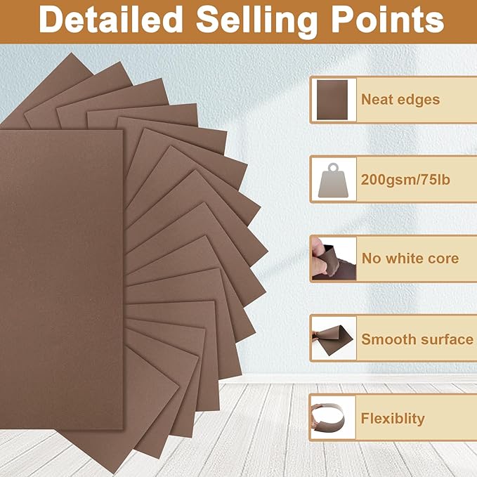100 Sheets Coffee Color Cardstock 8.5 x 11 Scrapbooking Paper, 200gsm/75lb Heavyweight Printer Paper Card Stock for DIY Card Making, School Crafts, Thank You Cards, Certificates
