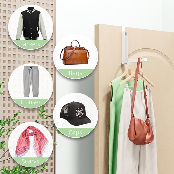 Over The Door Hanger Folding Clothes Drying Rack, Folding Hanging Coat Rack for Indoor Laundry Room Compact Small Space Foldable Portable Clothing Hanger Hook Collapsible- 2 Pack