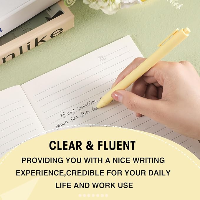 Teling 100 Pcs Ballpoint Pens Retractable Comfortable Cute Stylish Writing Pens in Medium Point 1.0 mm for Office Supplies(Yellow)