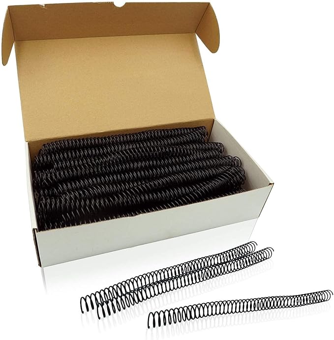 Binditek 100 Pack Plastic Spiral Binding Coils, 16mm(5/8"), 140 Sheet Capacity, 4:1 Pitch, Black, 48 Loops, for Letter Size, for Students and Coworkers