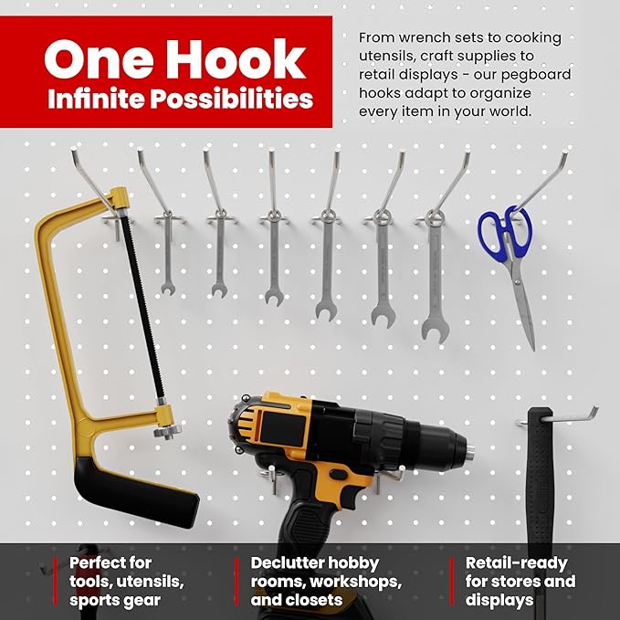 100 Pack PEG Board Pegboard Shelving Hooks 8" Length Wholesale Lot