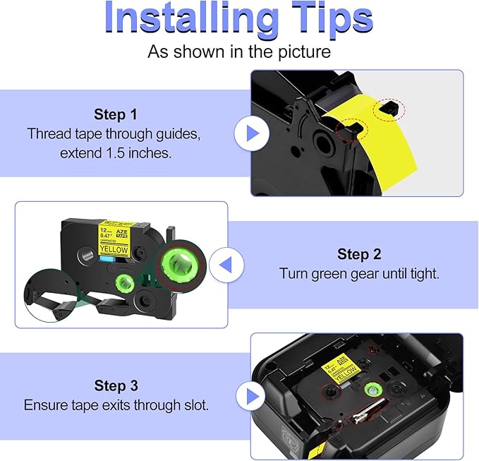 Label Tape Refills Compatible for P-Touch TZ-631 TZe-631 AZE631 Laminated Black on Yellow 1/2 Inch 0.47" 12mm for PT-D200 PTD210 D400 D600 PTH100 H110 PT2730 PTP700 PTP710BT, 2 Pack
