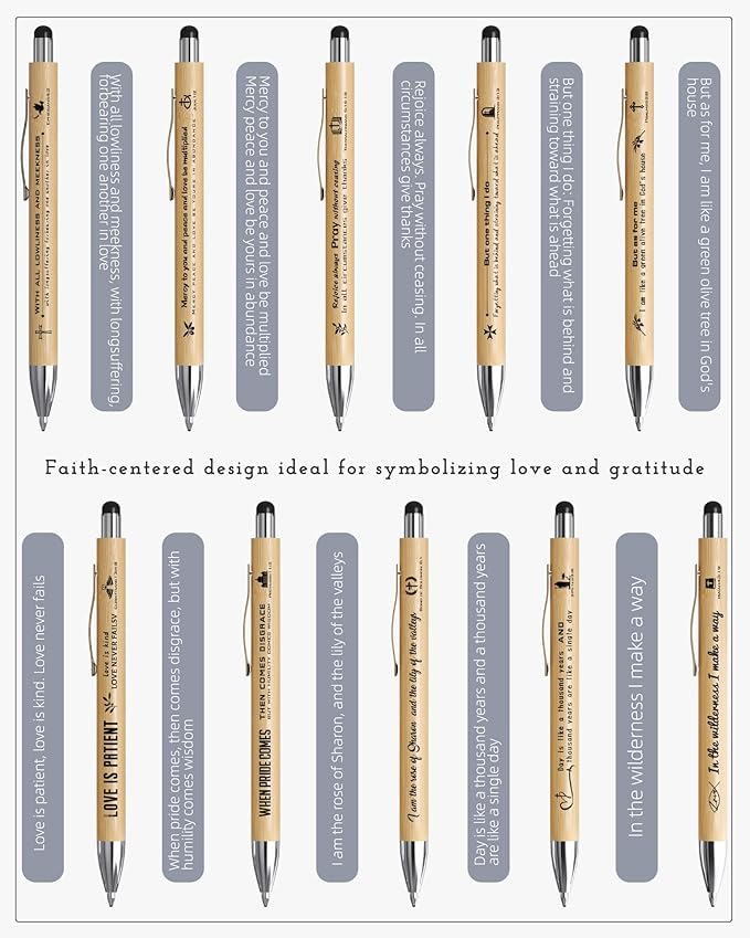 Christian Inspirational Pens With Bible Verse Stylus Ballpoint Pens Black Ink Bulk Motivational Christian Gifts for Women Men Bible Study Supplies for The Office Gifts 50 Count