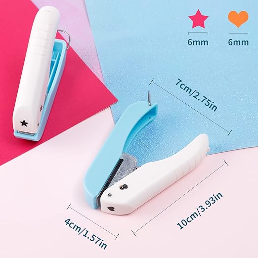 UCEC Paper Hole Punch Shapes, Single Holes Puncher, 1/4 Inch Handheld Star Punch + Heart Shape Puncher, Star Mini Hole Punch Heart Punches of School Supplies for DIY Scrapbook, Paper Crafts