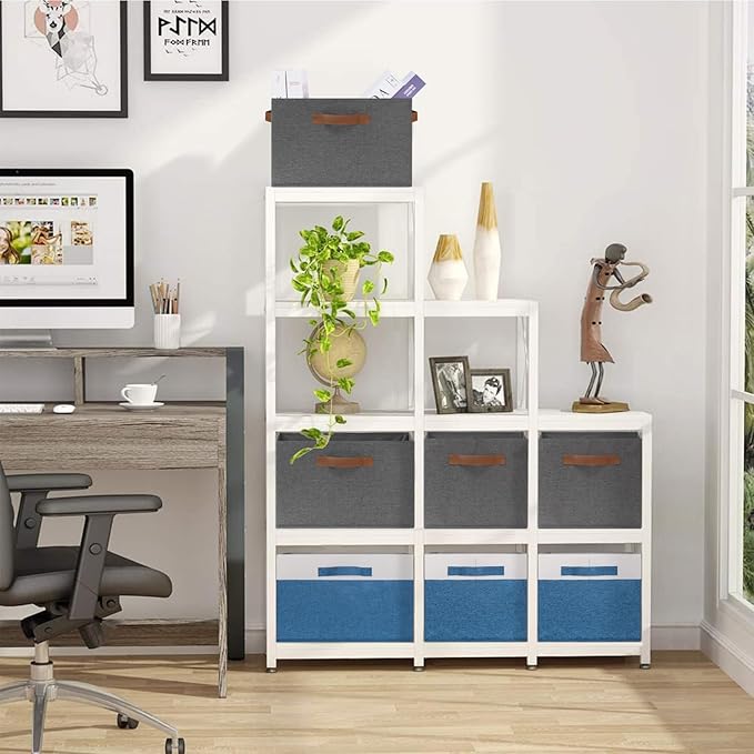 GhvyenntteS Large Fabric Storage Bins 6 Pack, 15x11x9.6 Inch Storage Baskets for Shelves, Foldable Closet Storage Bins for Shelves, Closet Organizers and Storage Boxes, Gray