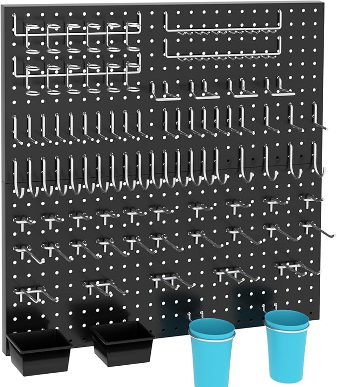 157 PCS Extra Thick Pegboard Hook Set, Metal Pegboard Accessory Organizer with Storage Bins and Peg Locks, Fits 1/4 Inch Pegboard Only, Ideal for Tools, Garage and Workshop Storage(Silver)