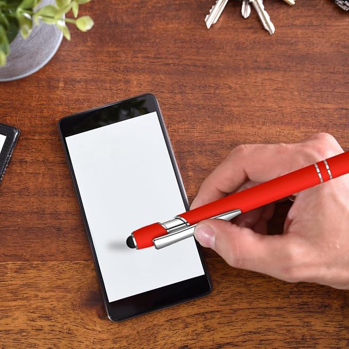 36 Pcs Blue Ink Ballpoint Pen with Stylus 2 in 1 Ballpoint Pen for Touch Screens School Office Coworkers (Red)