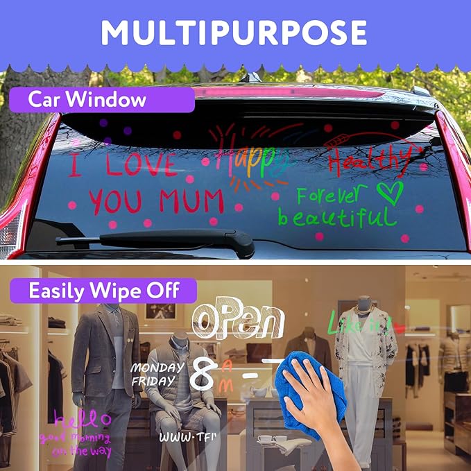 TFIVE White&Black Liquid Chalk Markers - 2 Pack Bright Colors Erasable Chalk Marker Pens, Reversible Tip, Non-Toxic, for Chalkboards, Signs, Glass, Easy to use Chalk markers TF800