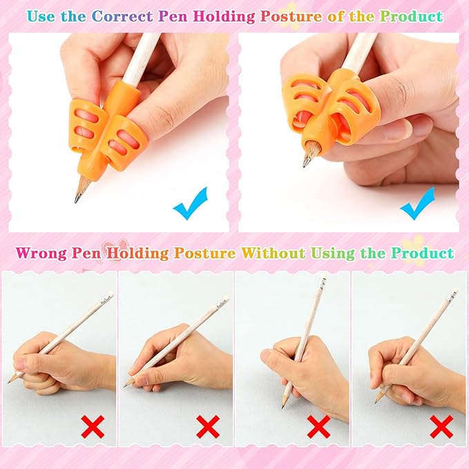 SANNIX 8 Pack Pencil Kids Grips for Kids Handwriting, Grip Posture Correction Training Pen Writing Aid Tool for Kids Preschools Children Adults Students Elementary Teaching Tools
