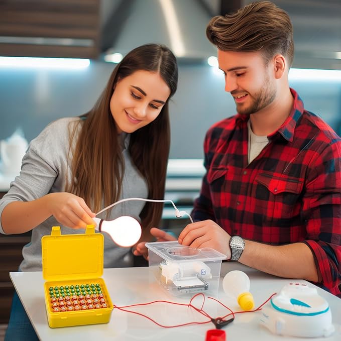 Battery Organizer Storage Box, Garage Case Holder for 24* AA, 30* AAA Batteries (Bag Not Include Batteries Pack) (yellow)