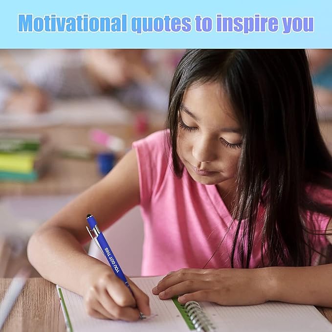 100 PCS Inspirational Pens Bulk, Motivational Ballpoint Pen with Stylus Tip Funny Ink Pens Bulk Inspirational Gifts for Women Coworkers Office Supplies Black Ink…