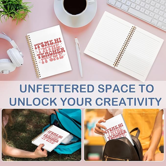 SNNDER Teacher Notebook Journal, Teacher Appreciation Gifts, Back To School Gifts for Teachers, It's Me Hi I'm the Teachers Hardcover Spiral Notebooks 5.5x8.3 Inch