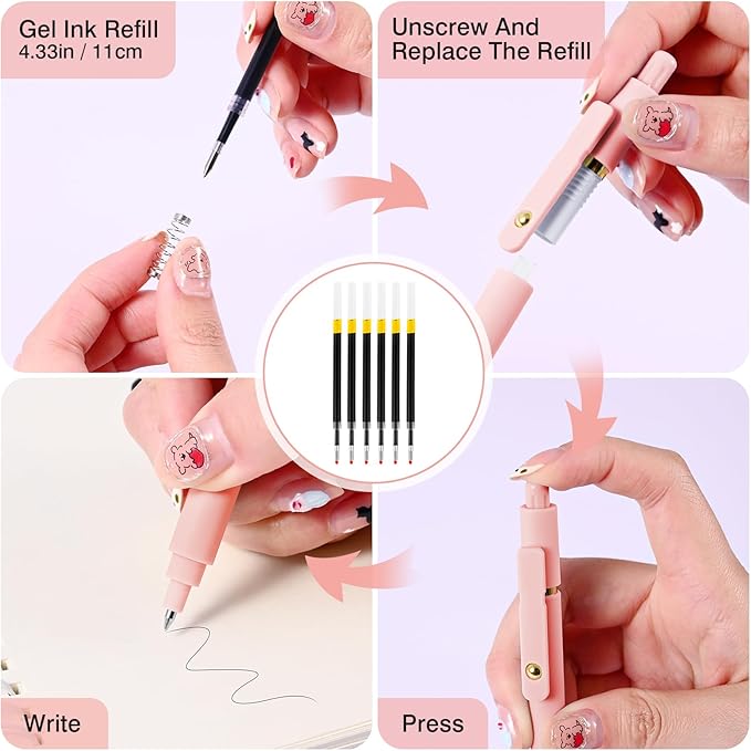 TINNIVI Gel Pens, 6 Pack 0.7mm Fine Point Black Ink Pens with 6 Refills, Quick Dry & No Smear, Smooth Writing Pens for Journaling, School, Office Supplies, Gifts for Women and Men