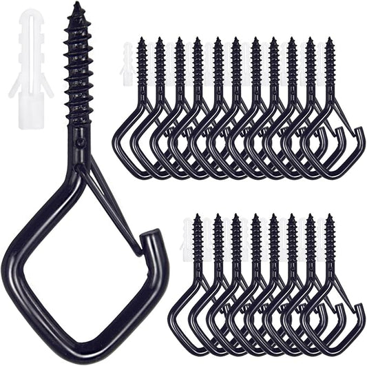 20PCS Eye Screw Hooks for Hanging Heavy Duty with Safety Buckle.Metal Ceiling Hooks for Hanging Plants,Cup,Wind Chime,Bird Feeders,String Lights at Indoor&Outdoor,2.36 Inch(No Drill Bit)