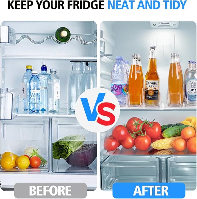 SOLY Drink Organizer for Fridge, Soda Can Dispenser for Refrigerator, Automatic Drink Dispenser Holds 6–20oz, 3 Row, 14.96" Deep