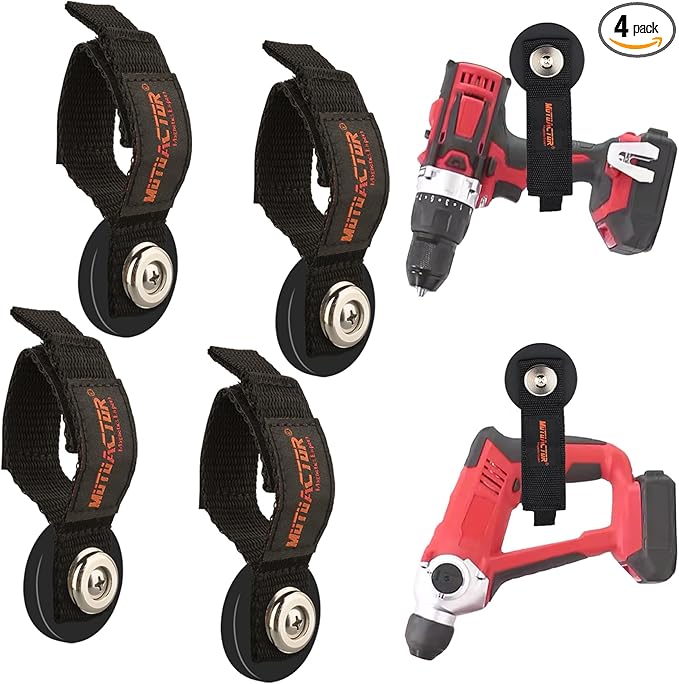 MUTUACTOR Strong Magnetic Hooks with Storage Straps, Φ1.96” Anti-Slip Rubber Coated Heavy Duty Hooks,4PCS Universal Carrying Storage Extension Cords, Hoses, Ropes Organization in Garage Workshop RVs
