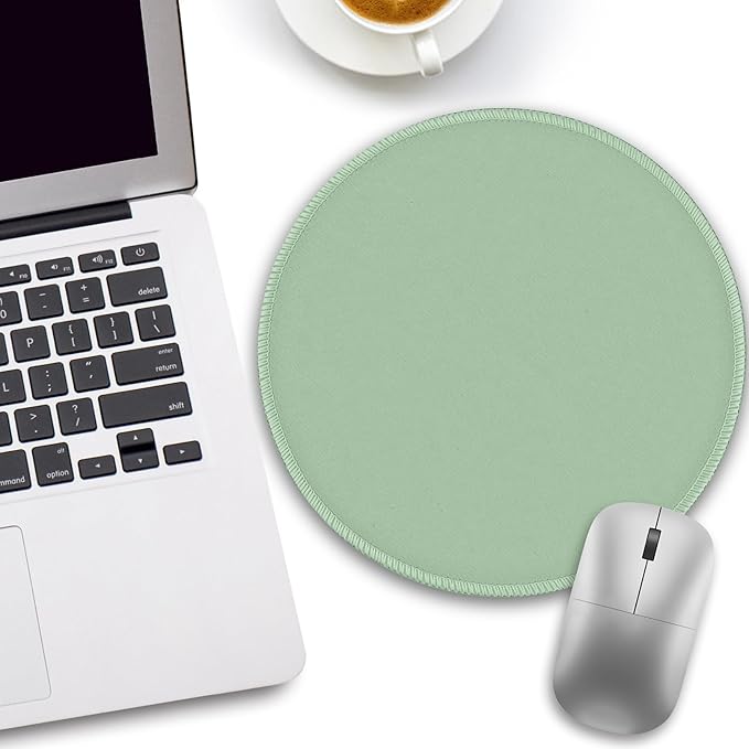 Solid Green Work Mouse Pad, Small Round Mouse Pads for Desk, Mini Travel Mousepad for Wireless Computer Laptop, Office Desk Accessories, 8.6 x 8.6 inch
