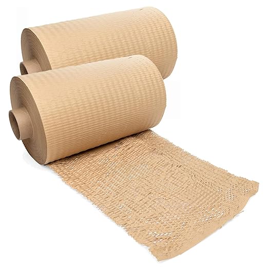 IDL Packaging 15" x 1400' Refill Roll (Pack of 2) for MP-1400USN HexcelWrap Honeycomb Packing Paper Station, Brown - Protective Kraft Paper with Interlocking Slit Design for Shipping
