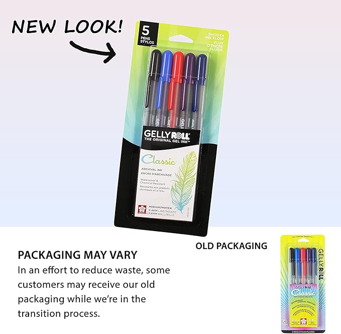 SAKURA Gelly Roll Gel Pens - Medium Point Ink Pen for Journaling, Art, or Drawing - Assorted Colored Ink - 5 Pack