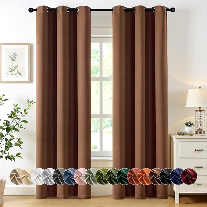 MIULEE Blackout Curtains for Bedroom Living Room 84 Inches Long 2 Panels, Thermal Insulated Room Darkening Drapes Solid Grommet Noise Reduction Light Blocking Window Treatments 40x84 Inch Mocha Brown