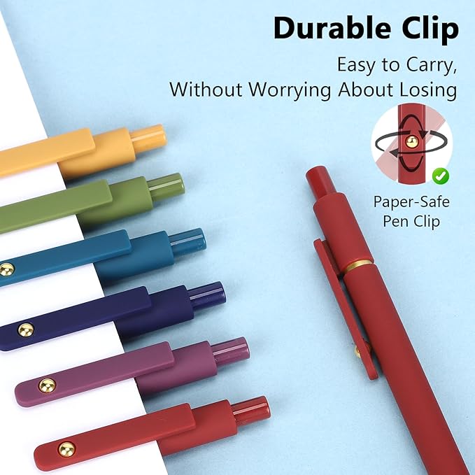 FIOVER Gel Pens, 6pcs 0.7mm Fine Point Black Ink, Smooth Writing Pens for Journaling, Nurse Aesthetic Cute Office School Supplies, Gifts for Women and Men (6Pcs Gold Vintage -Black ink)