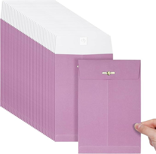 Teling 50 Pcs 5 x 7.5 Manilla Envelopes Clasp Kraft Catalog with Closure for Storing Mailing 28 lb Kraft Envelope Paper for Office Document School Business Home(Pink)