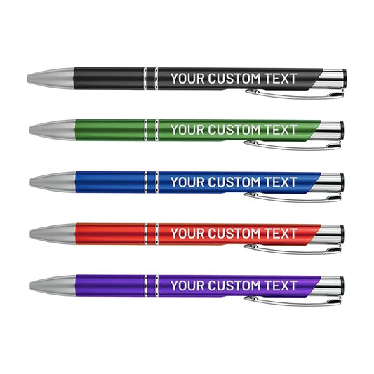 Bulk Personalized Pens Custom Engraved Ballpoint Pens (6 Pens, Green)