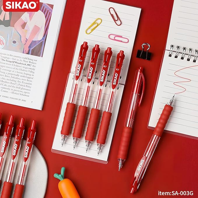 Red Gel Pens Bulk 30 Pack Red Pens Fine Point Smooth Writing No Smudge, CLOUD TOUCH Grip 0.7mm Gel Ink, Retractable Rollerball Pens for Server Office School, Lapiceros (RED)