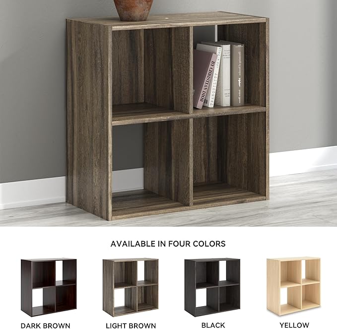 Signature Design by Ashley Shallifer 4 Cube Storage Organizer or Bookcase, Brown