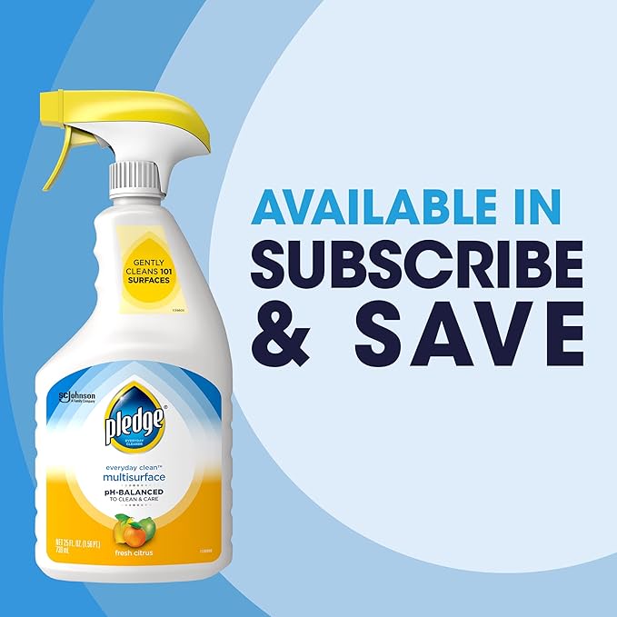 Pledge pH-Balanced Multisurface Cleaner Spray for Everyday Care, Fresh Citrus Scent, 25oz (Pack of 3)