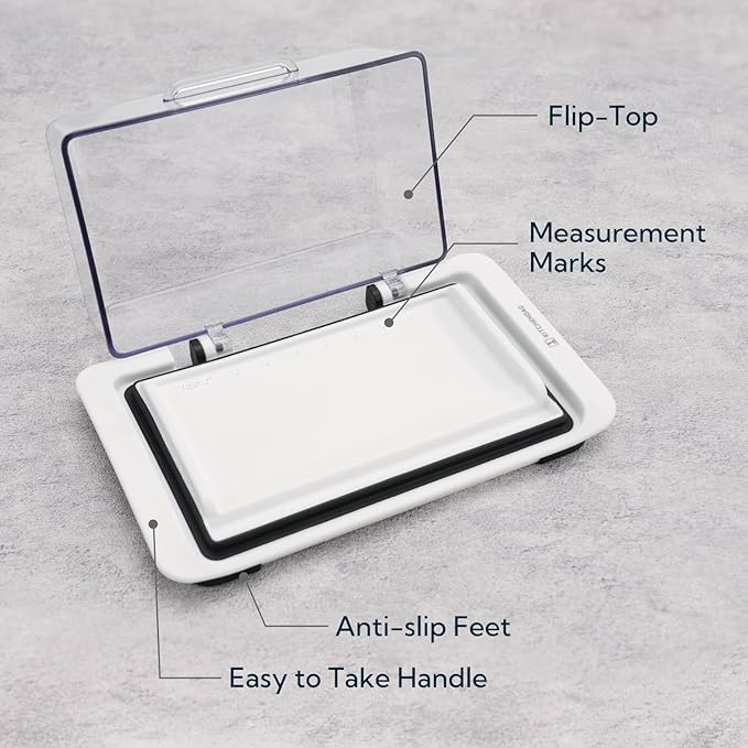 KITCHENDAO Airtight Flip-Top Butter Dish with Lid for Countertop and Refrigerator, Butter Keeper, Plastic Butter Holder Tray for 2 Sticks East Coast/West Coast/European Style/ Kerrygold Butter