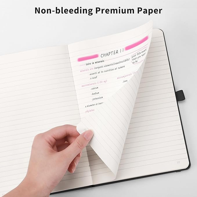 RETTACY Lined Journal Notebook, 192 Numbered Pages, A5 Medium Size (5.7'' x 8.3''), for Men & Women, Journaling, Writing, Work & Office, Leather Hardcover, 100 GSM Thick Paper (Red)