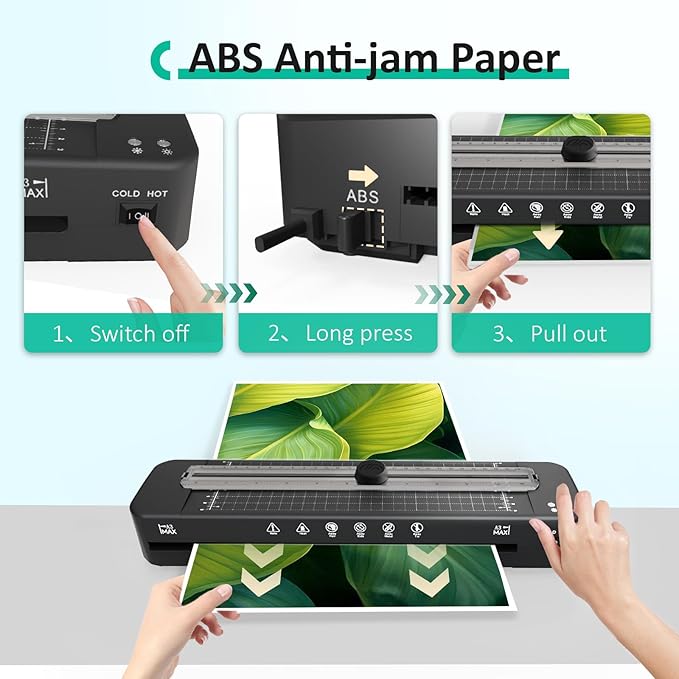 13 Inch Laminator Machine - 11x17 Laminator with 50 Sheets, Cold & Thermal, Built-in Paper Cutter & Corner Rounder, A3 Laminating Machine for Classroom Home School