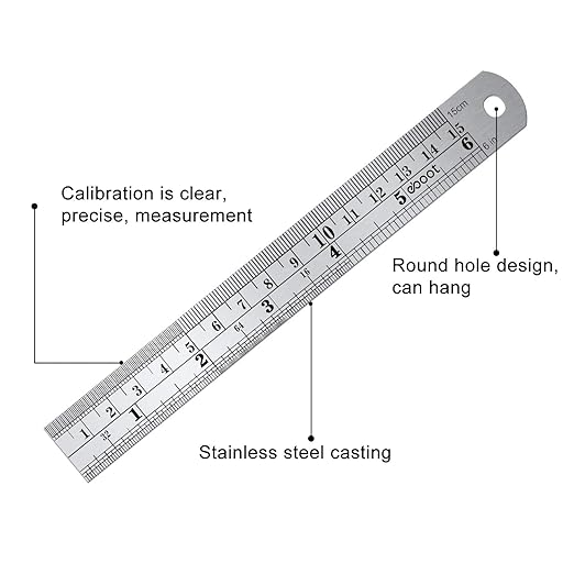 Stainless 2 Pack Steel Ruler 6 Inch Metal Rule Kit with Conversion TableC