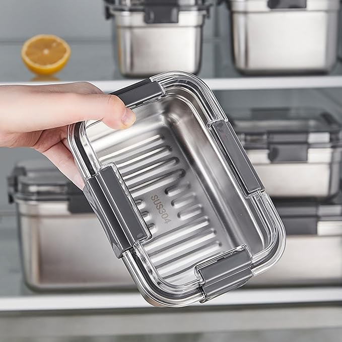 Cheese Container for Refrigerator,Cheese Stainless Steel Container with Lids,Deli Meat Saver,Shredded Cheeses Storage Containers for Fridge,Stackable Kitchen Keeper,Sliced Cheddar Holder