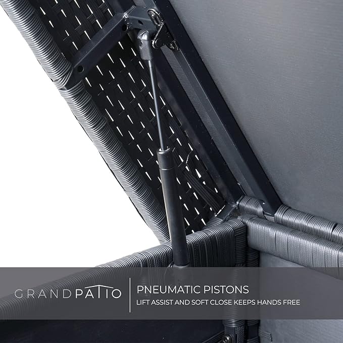 Grand patio 170 Gallon Deck Storage Box Deck Box Outdoor Storage Box Indoor Wicker Storage Bin Patio Storage Box for Patio Furniture Cushions Garden Tools Pool Accessories, Black