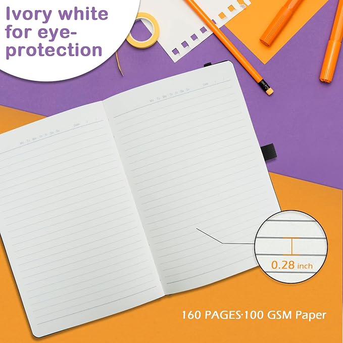 Lined Journal Notebooks for Work, Travel, College, A5 Size 100 GSM Thick Paper, Classic Ruled Journaling Notebook, Hardcover Notepad for Writing 160 Pages, 5.5 x 8.3 inch, Pink