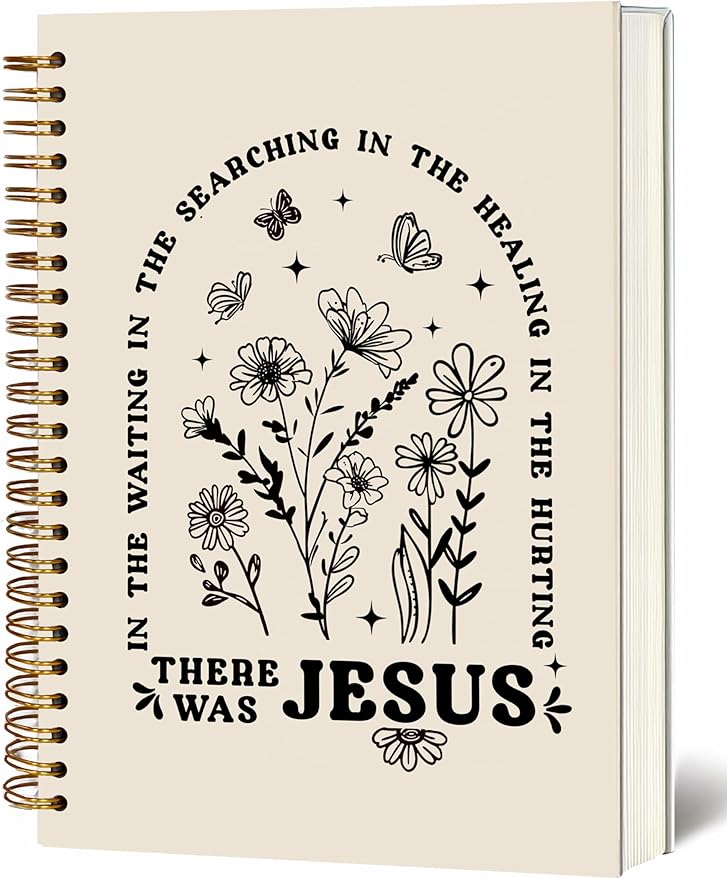 YOU FOUND ME Bible Notebook, A5 Spiral Christian Journal with Floral Pink Butterfly Notebook, There Was Jesus, Inspirational Notebooks for Women, Gift for Birthday Christmas, Office Supplies