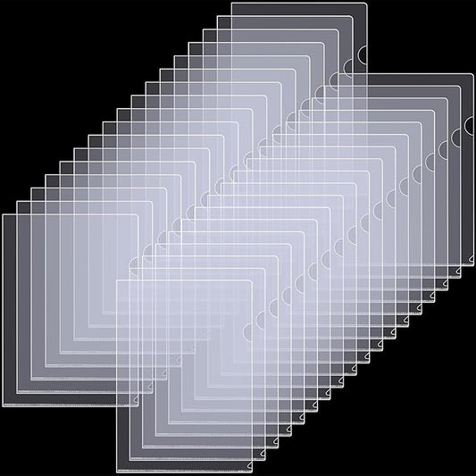 37 Pcs Clear Plastic Document Folder Project Pocket for Letter / A4 Size Paper - Transparent L-Type Plastic Folder