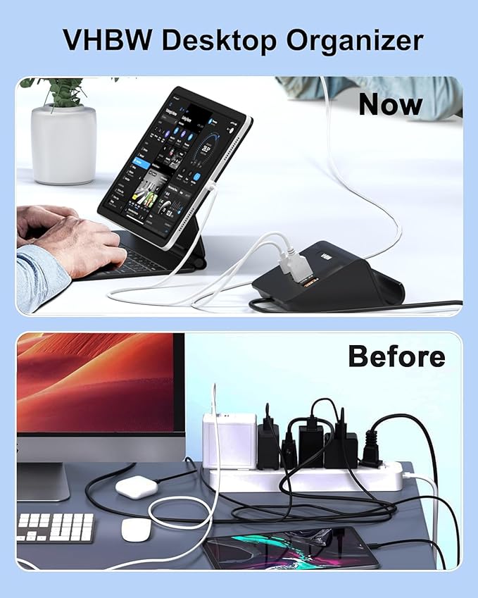 USB C Charging Station 35W, VHBW 6-Port (3 USB-C and 3 USB-A) Desktop Fast Charging Station for iPhone 14/13/12,Samsung Galaxy S23/S22/S21,etc