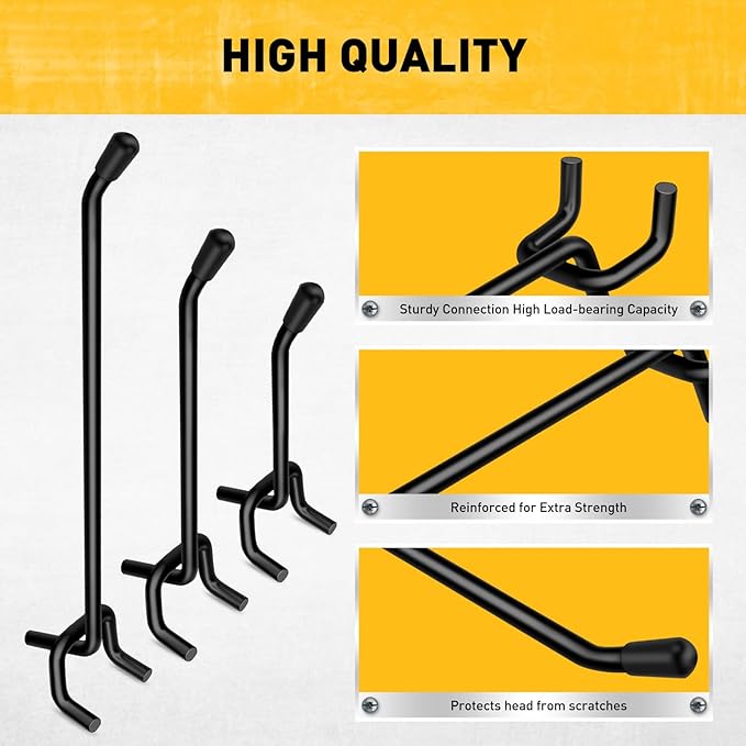 ELEAD 66-Piece 2/4/6 Inch Extra Thick Pegboard Hooks, Heavy Duty Peg Board Organizer Accessories, Peg Board Tool Hangers Fit for 1/4" Pegboard Hanging Tools Garage, Workshop, and Craft Storage