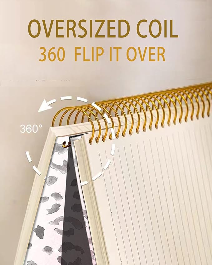 iampanda Spiral Journal Notebook,Strong Twin-Wire Binding with Premium Paper for Girl Women,Modern Girly Design 60 Sheets A5 College Ruled Notebook/Journal,Perfect for School Office Home Gifts,Pink