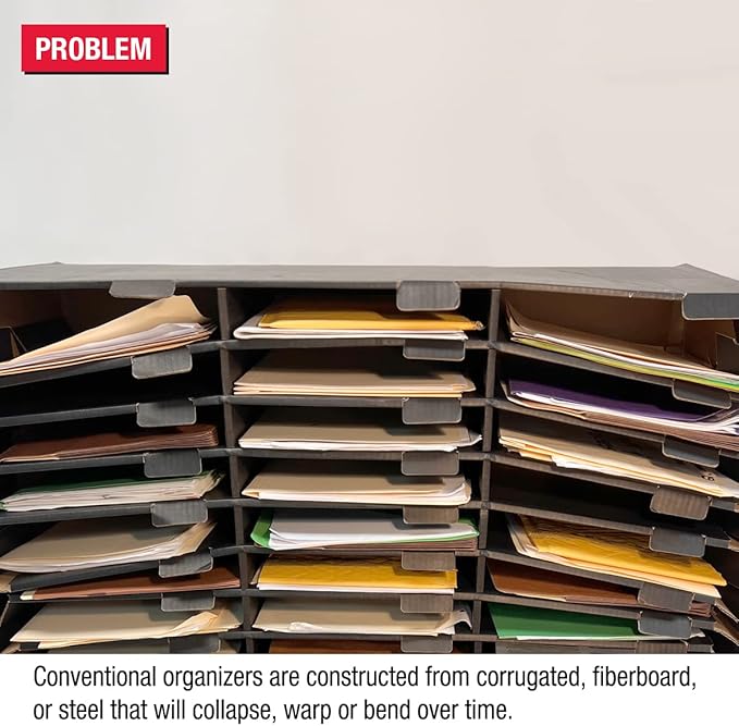 Ultimate Office TierDrop Desktop Organizer Document, Forms, Mail, and Classroom Sorter. 12 Letter Size Compartments with Optional Add-On Tiers for Easy Expansion - Gray w/Black