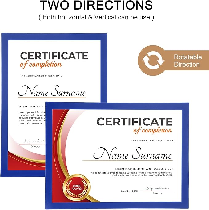 uxcell 6 Pcs Magnetic Sign Holder, 8.3" x 11.7" Self-Adhesive Magnetic Wall Signs Holder Magnetic Picture Frame Document Holder for Home Office Wall Window Displays, Dark Blue