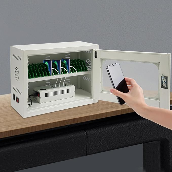 Cell Phone Charging Stations 20 Device, Rechargeable Mobile Phones Charging Cabinet Storage Locker, Secure Phone Cabinet, for Classroom Office