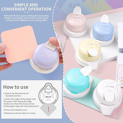 Corner Rounder Punch, Kaluofan 2024 Upgraded 4 in 1 Corner Punch (Inside Rounded Corner+R4mm+R7mm+R10mm), Paper Corner Rounder, Punches for Crafts, DIY Projects, Photo, Card, Scrapbooking Making