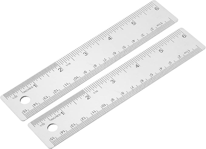 PATIKIL 6 Inch Stainless Steel Ruler Straight Edge Ruler, 2 Pcs Cork Backing Non-Slip Metal Ruler with Inches Centimeter Metric Measuring Tools for Office
