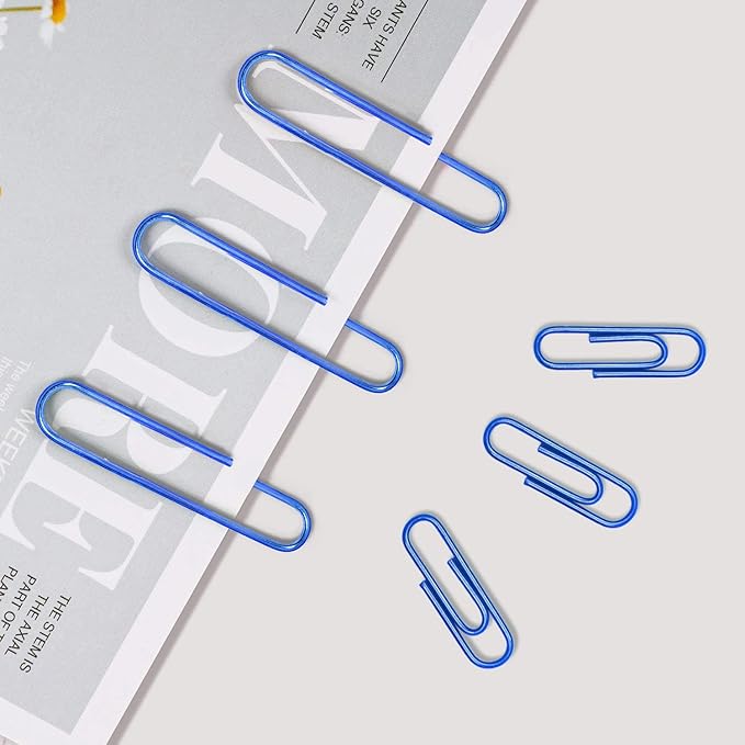 Vinaco Blue Jumbo Paper Clips, 100 Pack, 2 Inch (50 mm), Durable & Rust Resistant, Great for Office, School and Personal Use